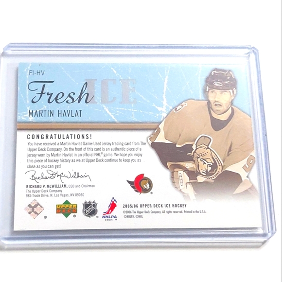 Martin Havlat Fresh Ice Jersey Hockey Card 2005/06 Ottawa Senators - Picture 2 of 2